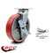 Service Caster 8 Inch Red Poly on Cast Iron Caster with Roller Bearing and Brake/Swivel Lock SCC-30CS820-PUR-RS-TLB-BSL - alternate 5